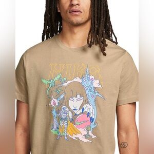 Nike Men's Graphic T-Shirt Medium Khaki Anime Fantasy Haze Mystic Magic